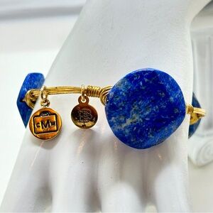 Bourbon And Bowties, Gold And Large Blue Lapis Lazuli Bangle Bracelet
